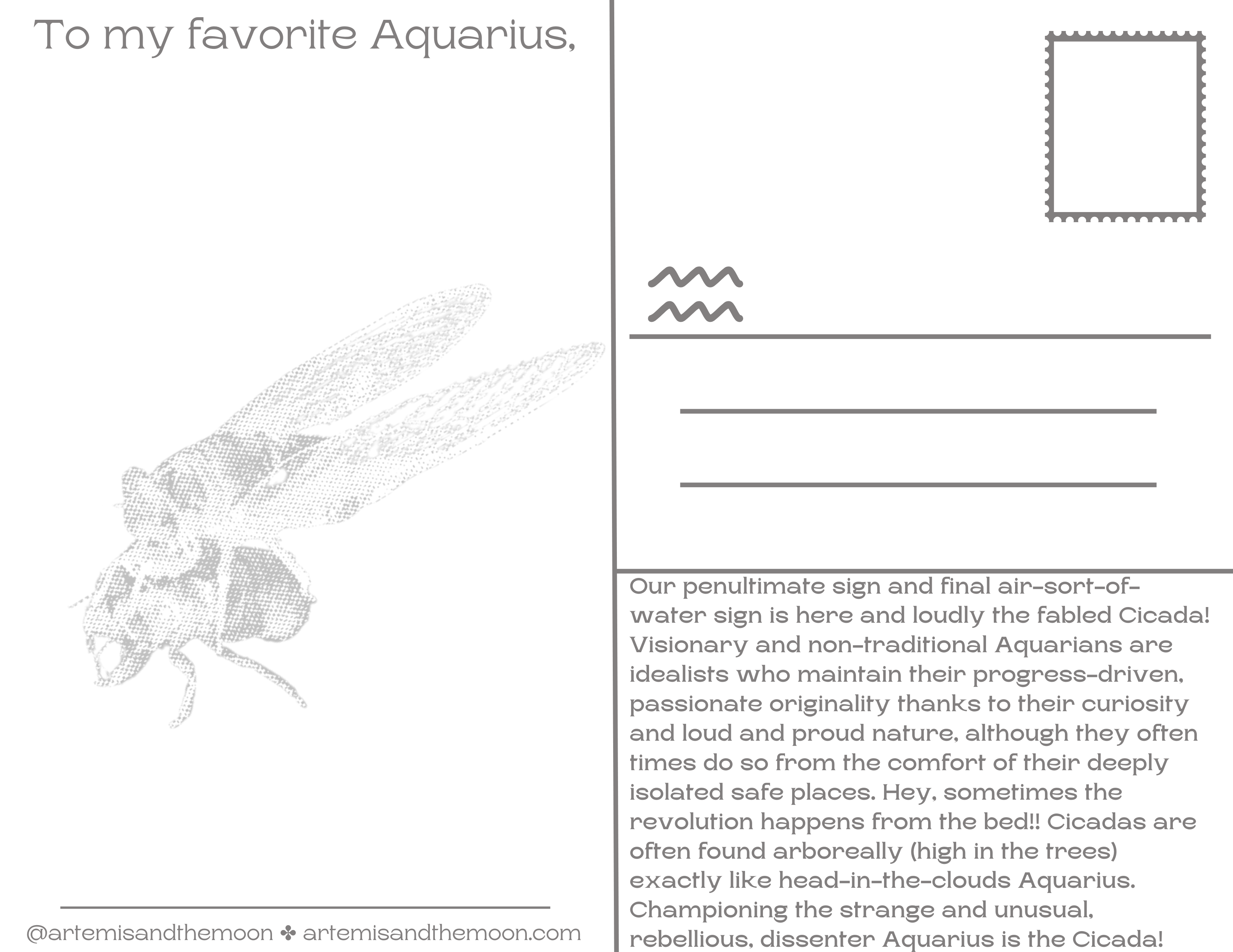 Zodiac Signs as Bugs Postcards