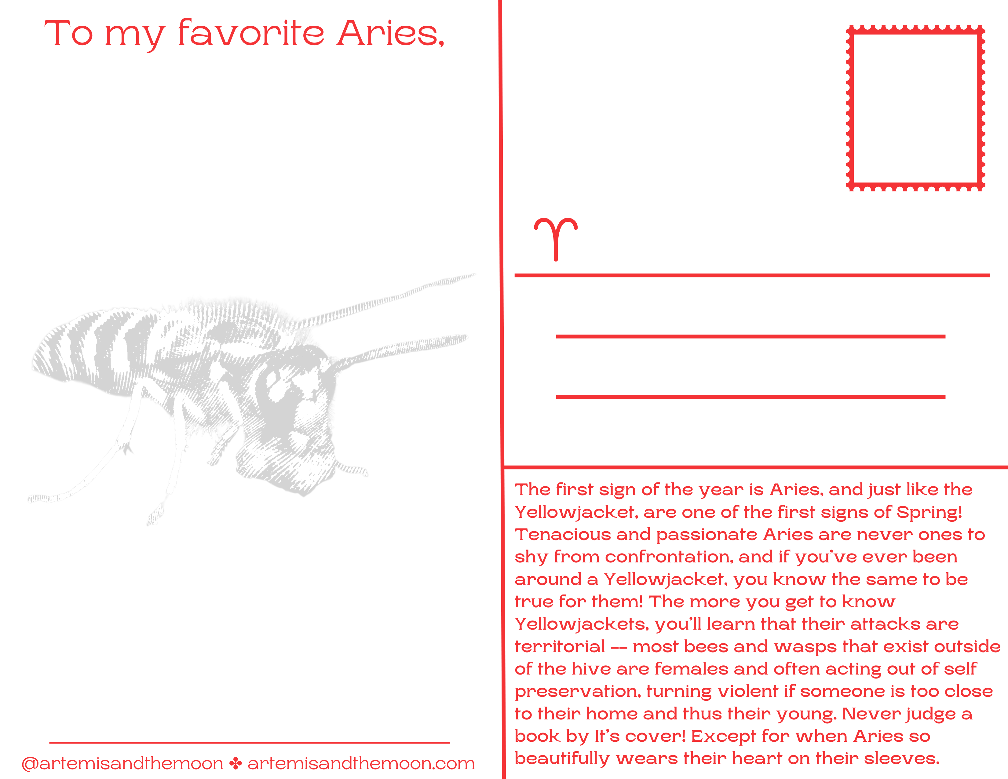 Zodiac Signs as Bugs Postcards