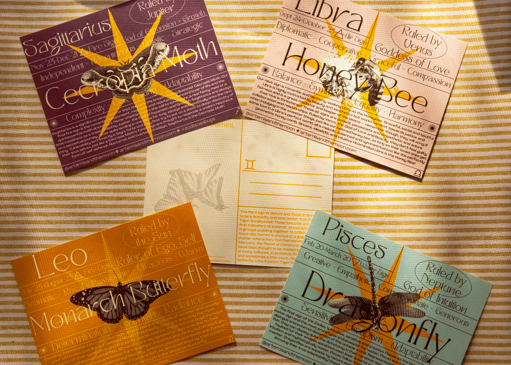 Zodiac Signs as Bugs Postcards