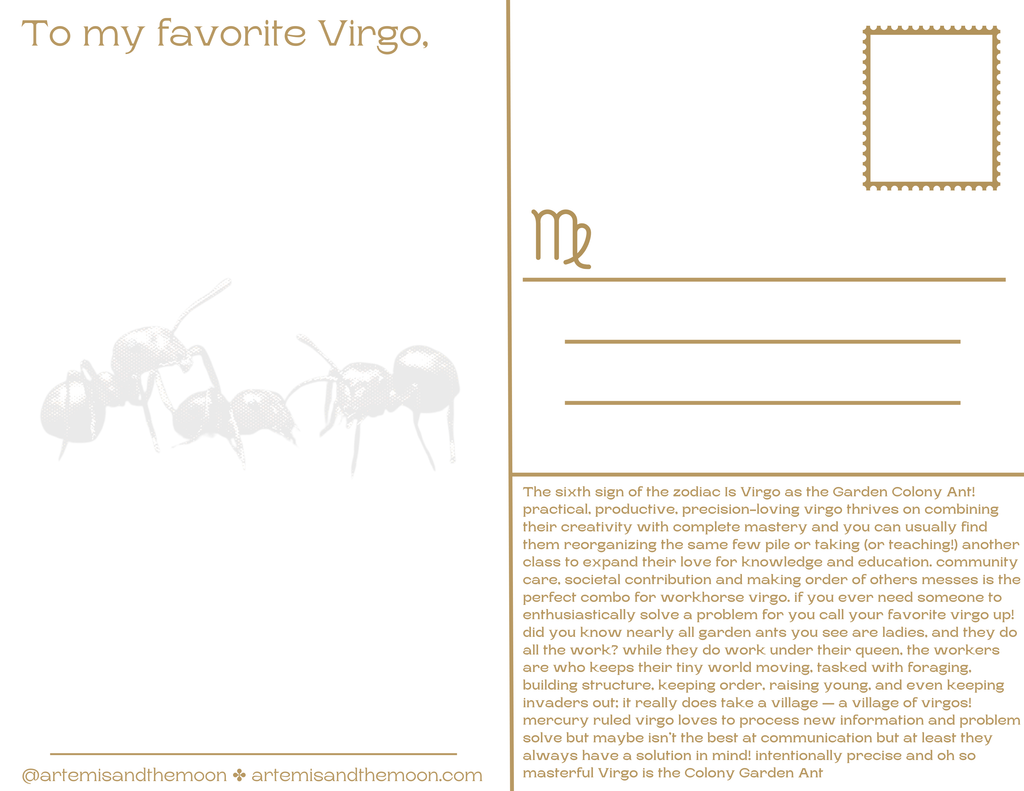 Zodiac Signs as Bugs Postcards