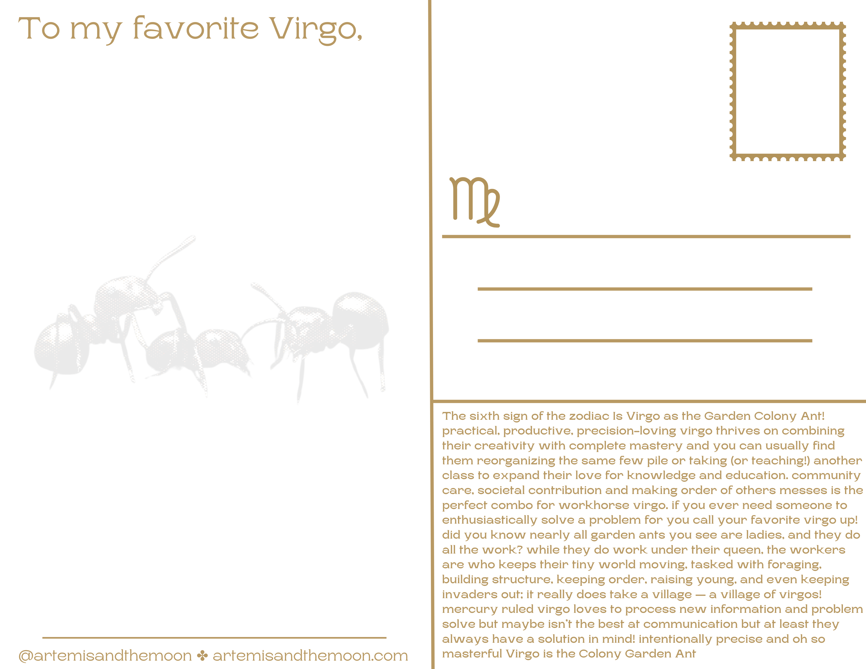 Zodiac Signs as Bugs Postcards